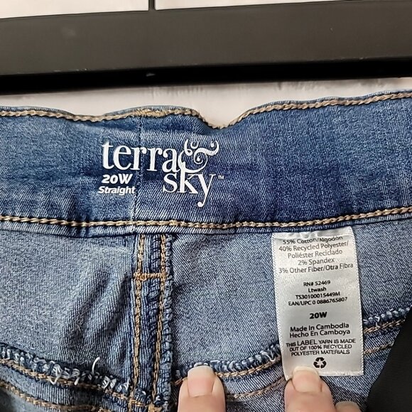 Terra & Sky TS Straight Leg Denim Jeans Womens Plus Size 22W Blue High Rise - Picture 5 of 16